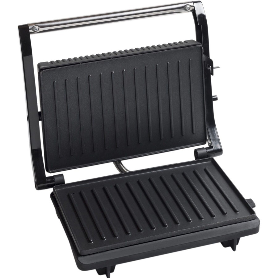 Kampeerartikelen Bestron Keukenapparaten | Bestron Apg150 Panini Grill Rvs Zwart