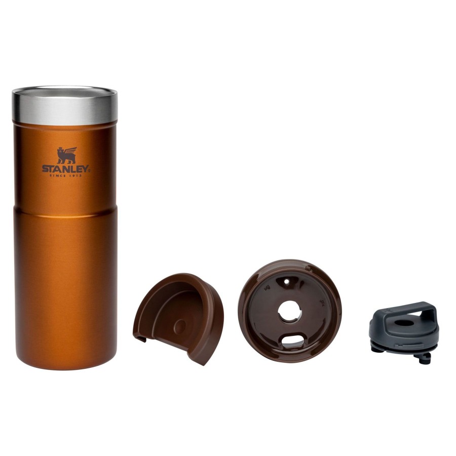 Kampeerartikelen Stanley PMI Drinkflessen | Stanley Pmi The Neverleak Travel Thermosbeker 470 Ml Maple