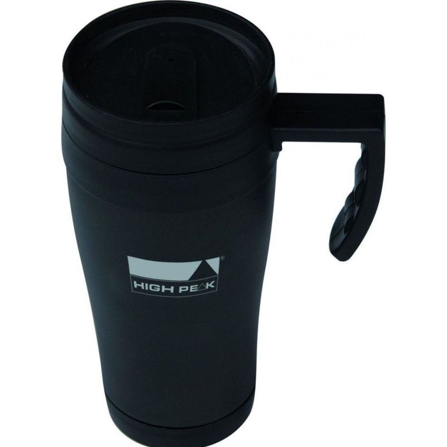 Kampeerartikelen High Peak Drinkflessen | High Peak Thermo Mug Thermosbeker 420Ml Zwart