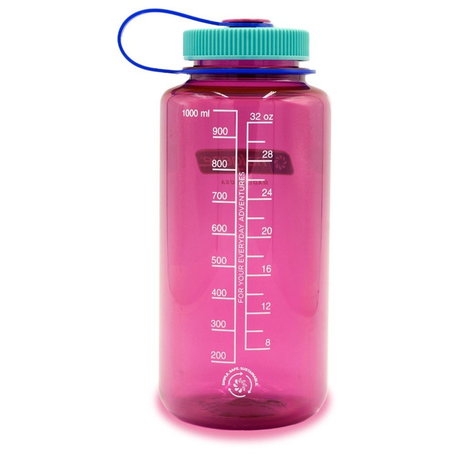 Kampeerartikelen Nalgene Drinkflessen | Nalgene Wide Mouth Sustain Drinkfles 1 Liter Electric Magenta