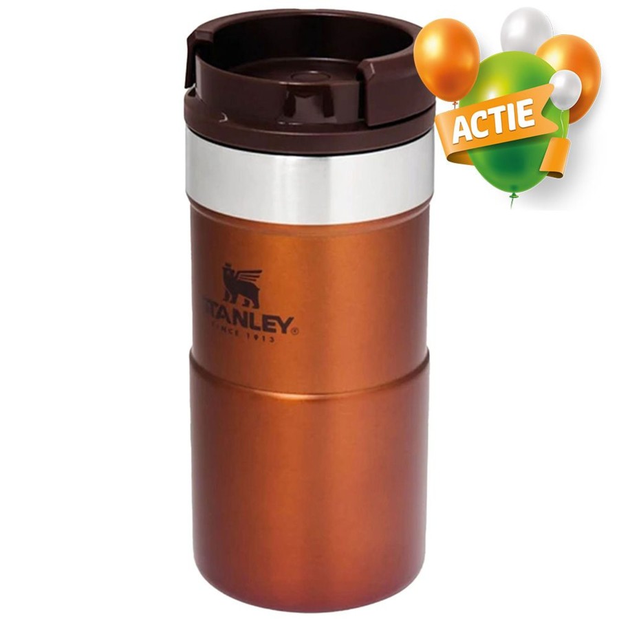 Kampeerartikelen Stanley PMI Drinkflessen | Stanley Pmi The Neverleak Travel Thermosbeker 250 Ml Maple