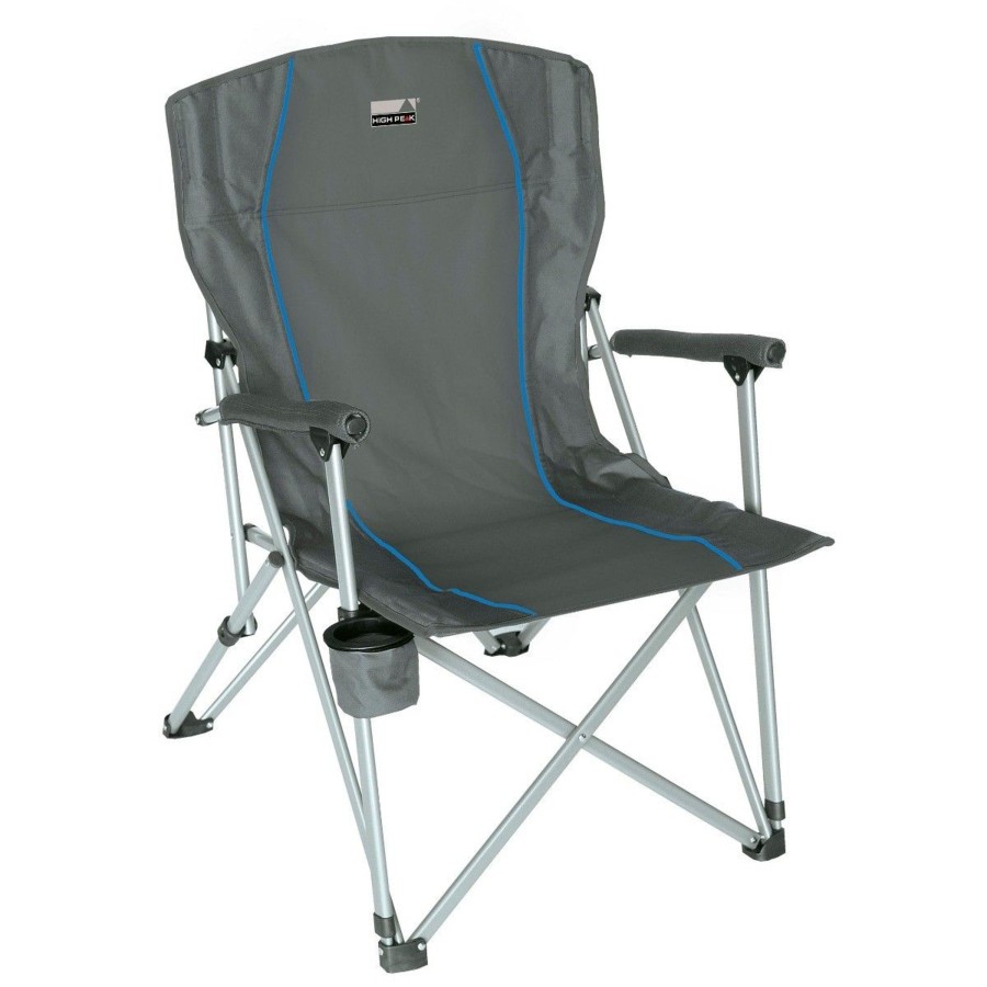 Kampeerartikelen High Peak Campingstoelen | High Peak Malaga Campingstoel Dunkelgrau Blau