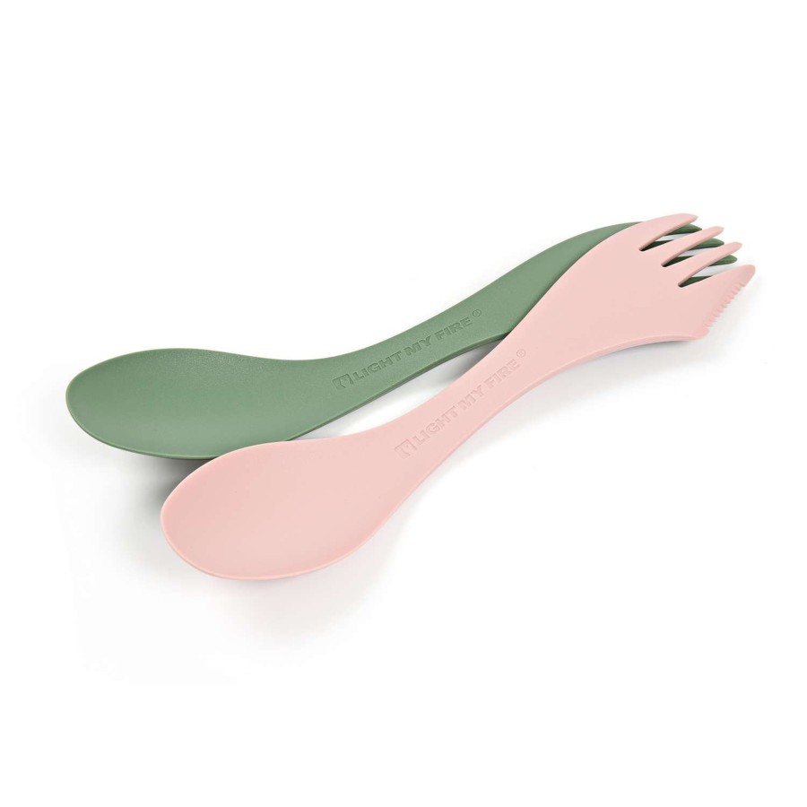 Kampeerartikelen Light My Fire Bestek | Light My Fire Spork Bio Medium Bestek Sandy Green Dusty Pink 2-Pack