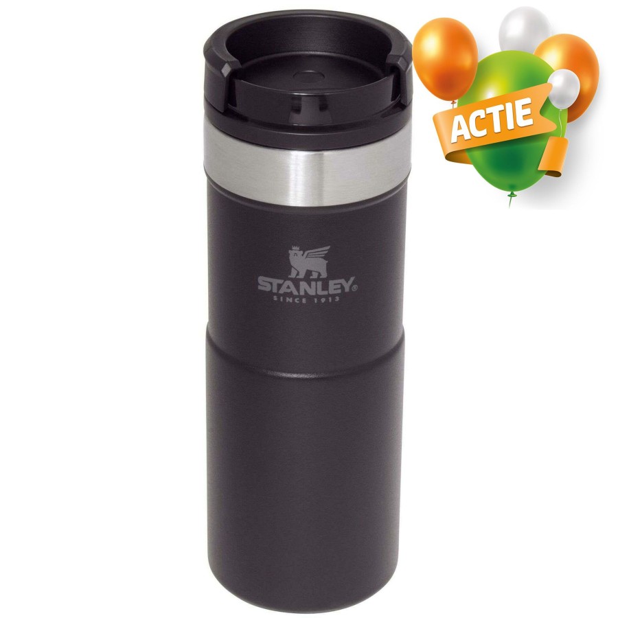 Kampeerartikelen Stanley PMI Drinkflessen | Stanley Pmi The Neverleak Travel Thermosbeker 250 Ml Matt Black