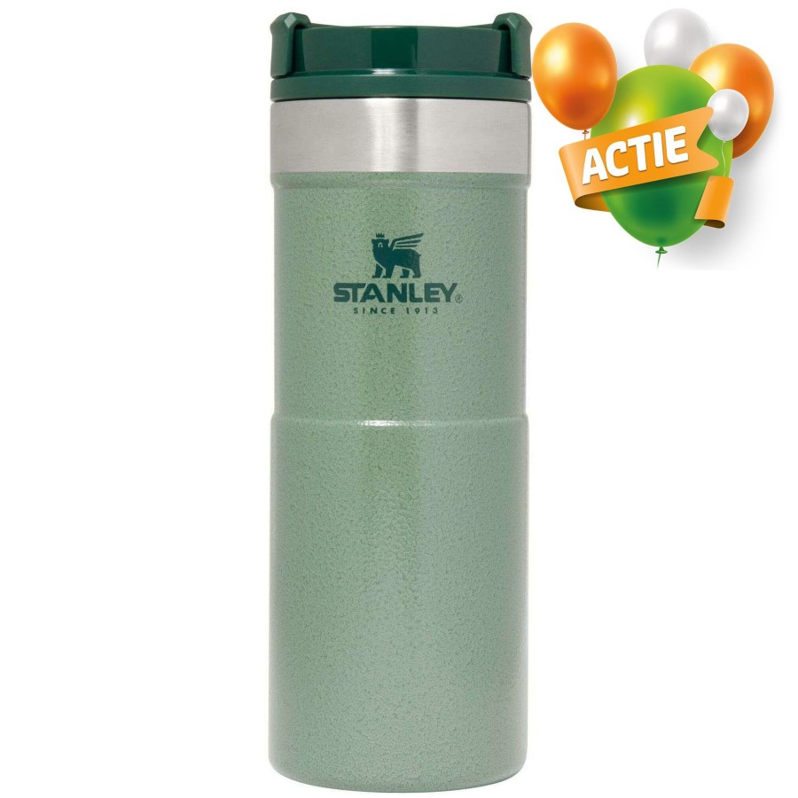 Kampeerartikelen Stanley PMI Drinkflessen | Stanley Pmi The Neverleak Travel Thermosbeker 350 Ml Hammertone Green