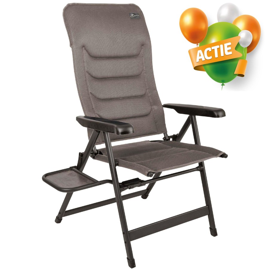 Kampeerartikelen Bardani Campingstoelen | Bardani Domenica Plus 3D Comfort Campingstoel Platina Grey