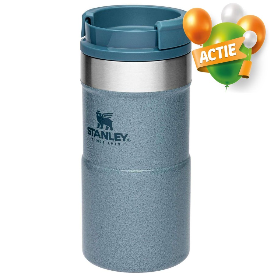 Kampeerartikelen Stanley PMI Drinkflessen | Stanley Pmi The Neverleak Travel Thermosbeker 250 Ml Hammertone Ice