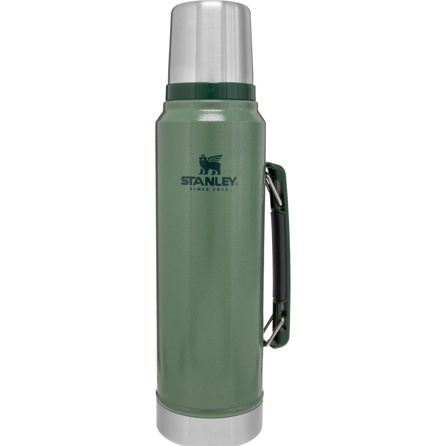 Kampeerartikelen Stanley PMI Drinkflessen | Stanley Pmi Classic Vacuum Thermosfles 1 Liter Hammertone Green