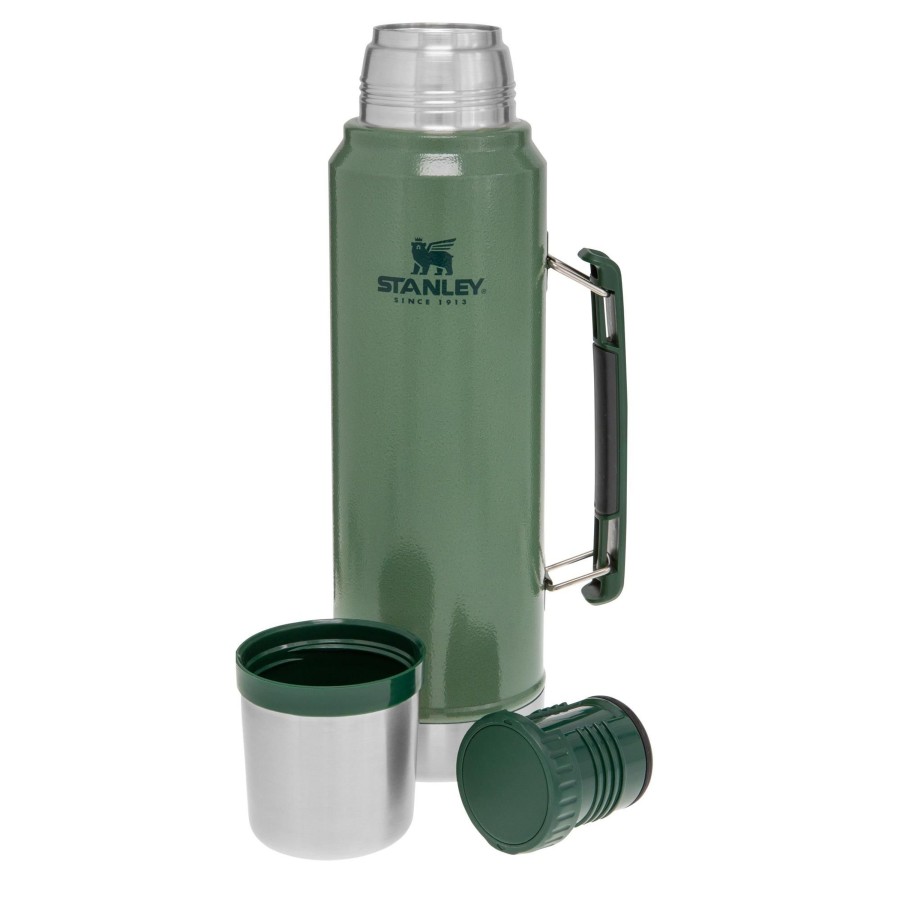 Kampeerartikelen Stanley PMI Drinkflessen | Stanley Pmi Classic Vacuum Thermosfles 1 Liter Hammertone Green